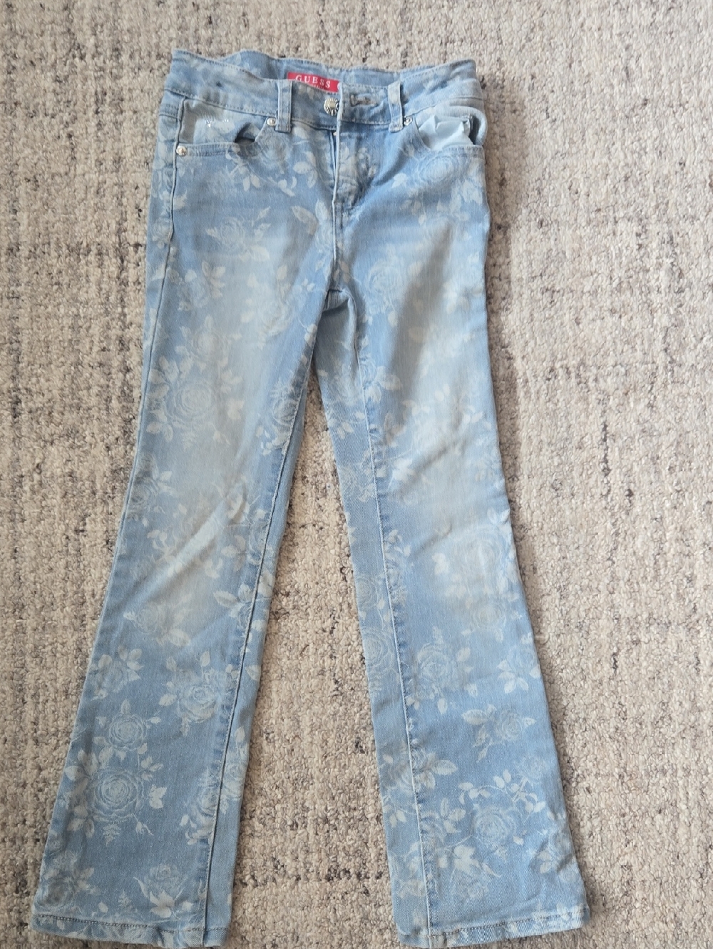 GUESS Light Blue Floral Wide-Leg Jeans